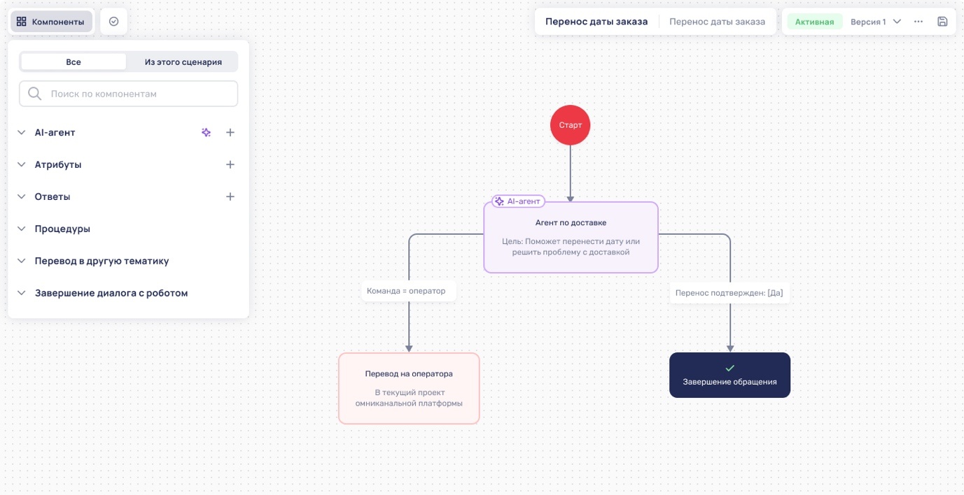 Конструктор сценариев с AI-агентом сейчас