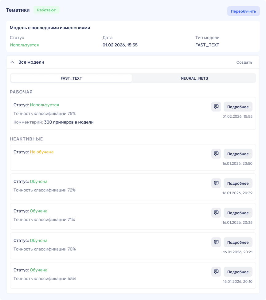 Список моделей